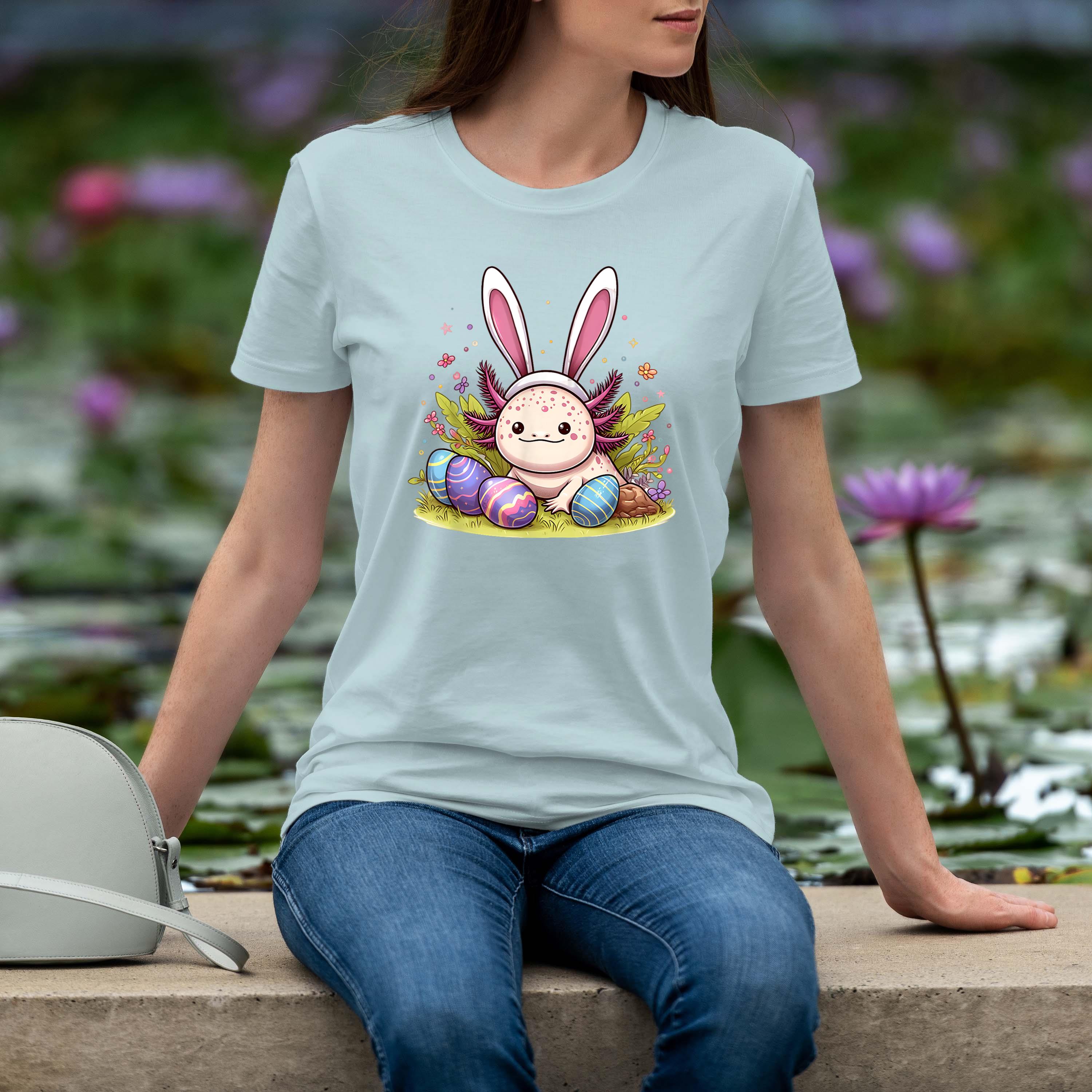 Axolotl With Easter Bunny Ears Surrounded By Colorful Eggs Shirt 